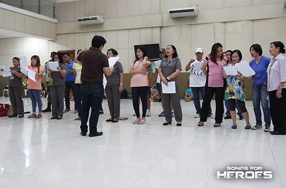 Selected performers from the AFP and the PNP prepare for their special performance in Songs for Heroes 2.
