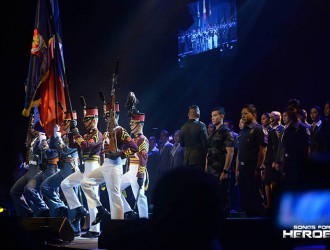 Cadets from the PNP Academy and the Philippine Military Academy march for the entrance of colors.