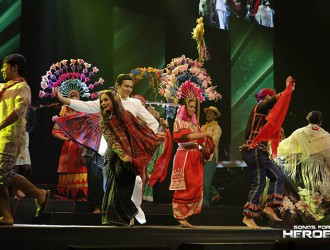 The Ramon Obusan Folkloric Group, one of the leading residents of the Cultural Center of the Philippines, share their theatric skills during the Songs for Heroes 2 charity concert.